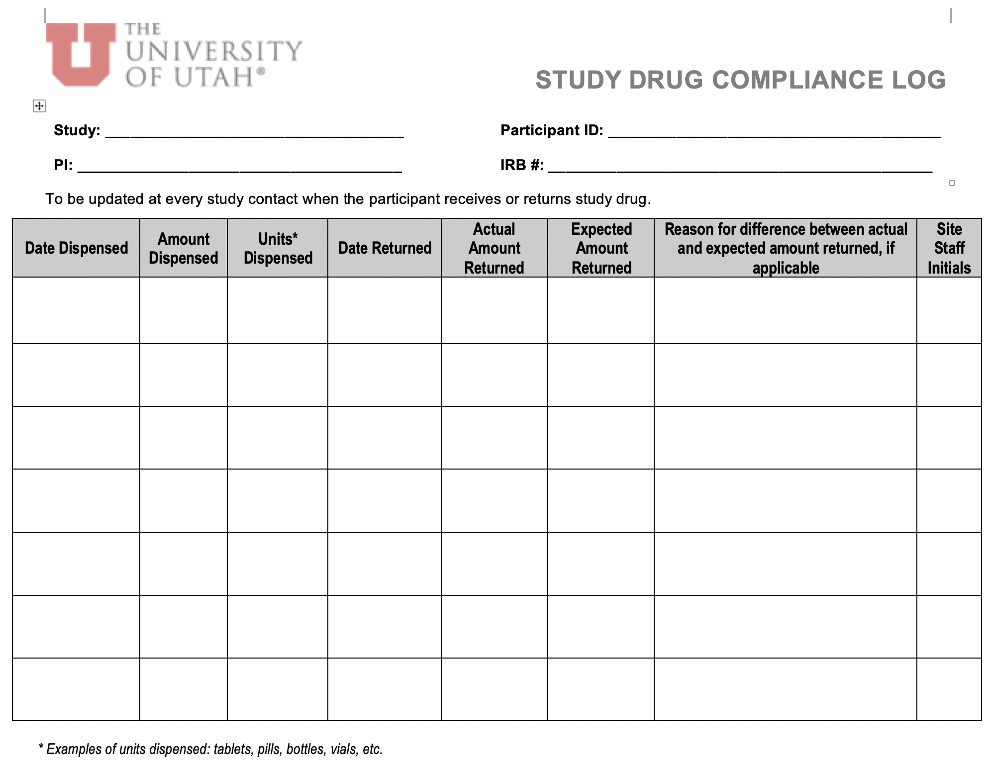 Tool Kit Research Quality and Compliance The University of Utah